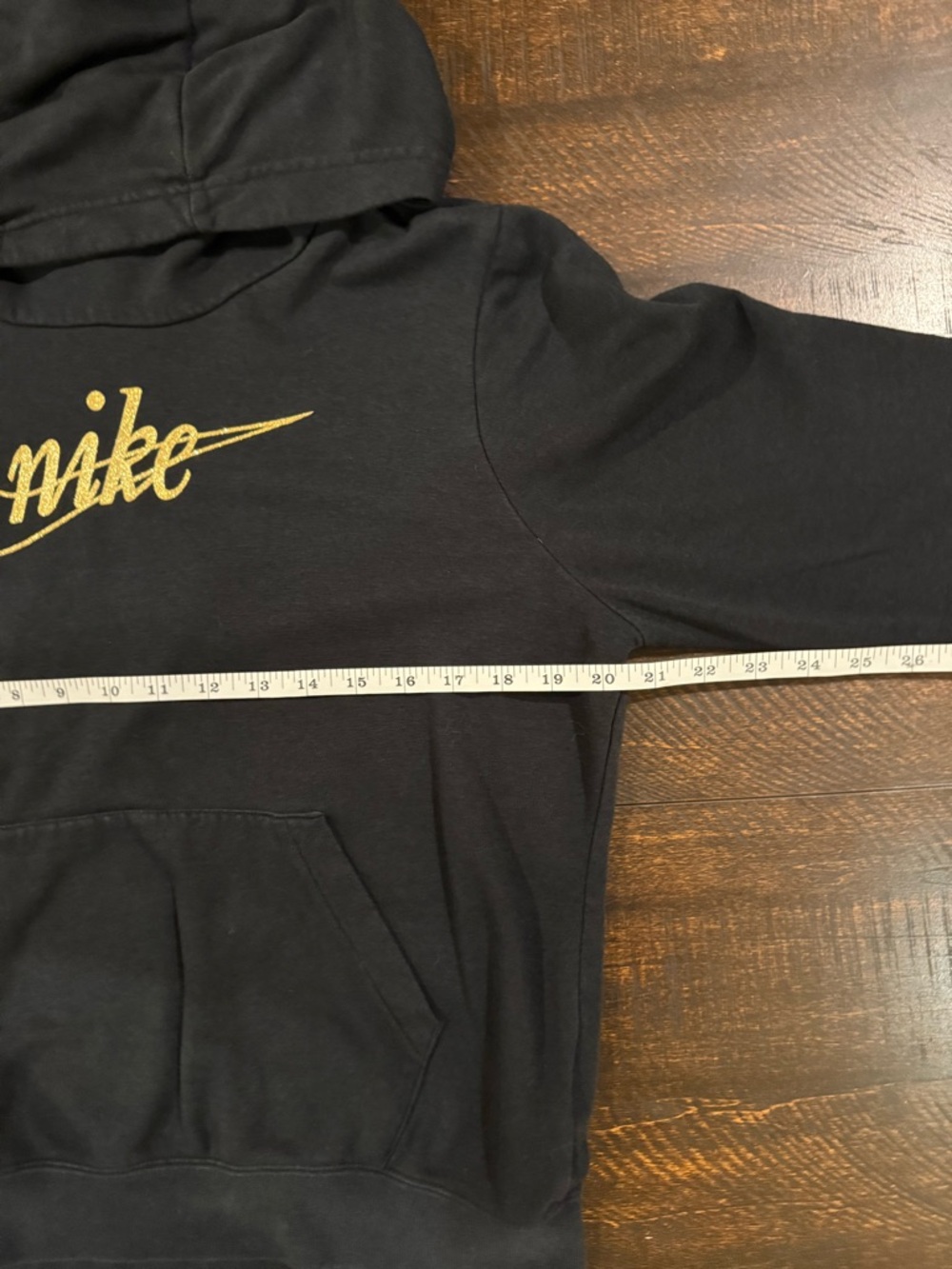 Nike Black Gold Logo Funnel Neck Hoodie Pullover Medium - Picture 10 of 13